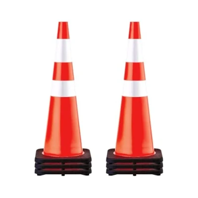 Abbildung von VEVOR 6er Pack 36 Zoll Verkehrskegel, Sicherheits Straßenparkkegel mit schwarzer beschwerter Basis, Orangefarbene PVC Verkehrssicherheitskegel, Gefahrenkegel, Reflektierende Kragen