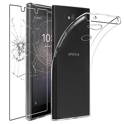 Abbildung von ebestStar Hülle für Sony Xperia L2 Dual (2018), Silikon Handyhülle Cover, Klar TPU Schutzhülle, Slim Handy Case, Transparent + Panzer Schutz Glas