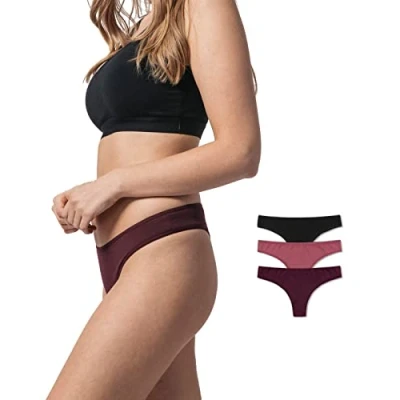 Abbildung von Snocks 3PACK String Mix mauve weinrot schwarz, Damen, Größe: Large, schwarz