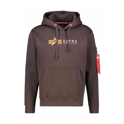 Abbildung von Alpha Industries Label Kapuzenpullover, Herren, Größe: Medium, Braun