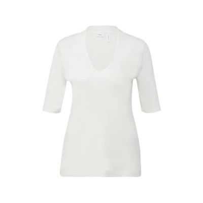 Abbildung von s.Oliver Black Label MIT Vausschnitt Tshirt basic, Damen, Größe: 32, Soft white
