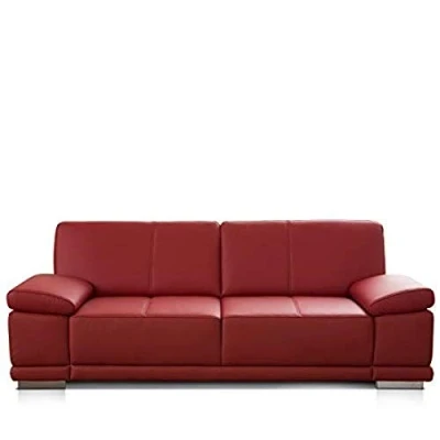 Abbildung von CAVADORE 2,5 Sitzer Sofa Corianne / Kleine Echtleder Couch im modernen Design Mit Armteilverstellung 192 x 80 99 rot