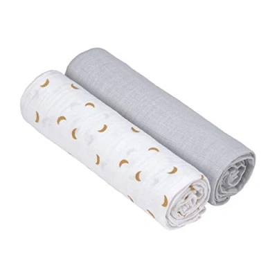 Abbildung von LÄSSIG Baby Puckdecke Spuckdecke Pucktuch Mulltuch 2er Set Baumwolle 120 x cm/Swaddle &amp; Burp Blanket XL Tractor
