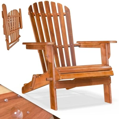 Abbildung von Casaria® Sonnenliege Holz Wetterfest Klappbar 160kg Belastbarkeit XXL Armlehnen Rückenlehne Garten Balkon Terrasse Holzstuhl Ergonomisch Adirondack