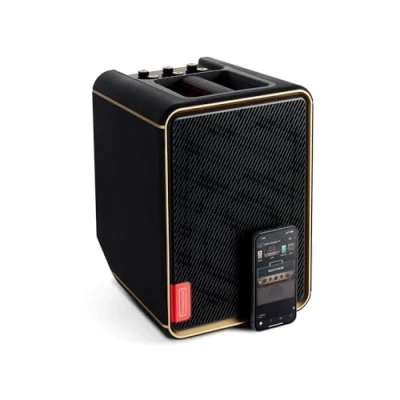 Abbildung von Positive Grid Spark EDGE ist ein tragbares Smart Gitarrenamp und PA System mit 4 Kanälen, 65 Watt Leistung, Looper, KI Features &amp; App. Für E Gitarre, Akustikgitarre, Bass, Gesang Keyboards.