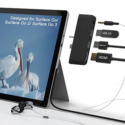Abbildung von Surface Go 4/Go 3/Go 2/Go Hub Docking Station, 4 in 2 USB C Dockingstation für mit 4K HDMI, Anschlüssen, Audio Mikrofonausgang, Adapter Go/Go Zubehör