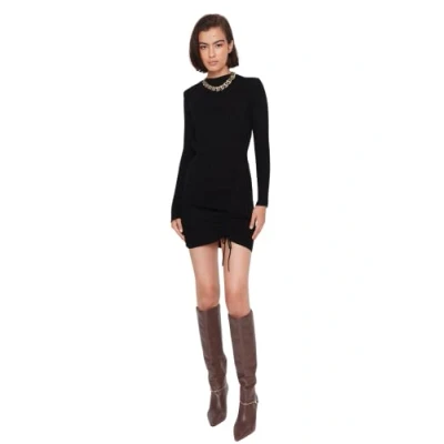 Abbildung von Trendyol Damen Woman Midi Bodycon Crew Neck Knitwear Dress Kleid, Fuchsie, S EU