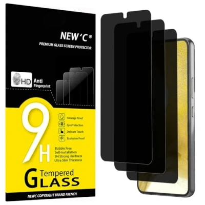 Abbildung von NEW&#039;C 3 Stück, Sichtschutz Panzer Schutz Glas für Samsung Galaxy S22 5G, Ausgewogener 35 Grad schutzwinkel mit Augenschutz, Ultra Haltbare 9H Härte, Blasenfrei
