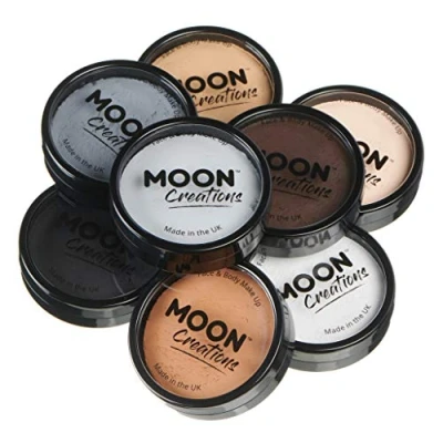 Abbildung von Moon Creations Pro Gesichts und Körper Make up, professionelle Farbfarben Kuchentöpfe für Gesichtsfarbe, Kostüme, Feste, Halloween Kinder, Erwachsene (Essentials Farben Set)
