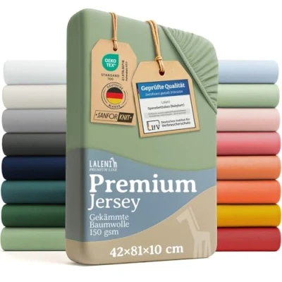 Abbildung von Laleni Spannbettlaken Premium für Beistellbett Atmungsaktives Spannbetttuch, Gummizug: rundum, (2 Stück), 100% Baumwolle (150 g/m)