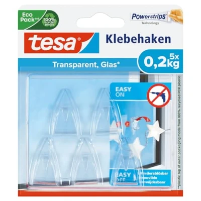 Abbildung von 10 x Tesa Klebehaken für transparente Oberflächen und Glas (0,2kg) VE=