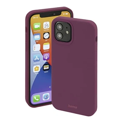 Abbildung von Hama Hülle für Apple iPhone 12 Pro Max kompatibel mit MagSafe (Magnetische induktives Laden, Handyhülle schützt vor Stößen, Kratzern und Schmutz, seidig mattes Case aus TPU) bordeaux