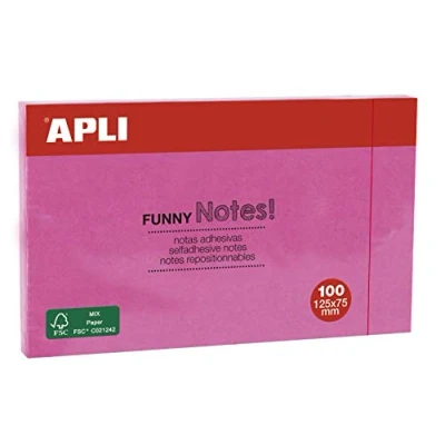 Abbildung von Bloc 100h Haftnotizen Pink Fluor 125 x 75 mm Apli 15003