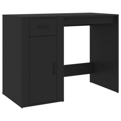 Abbildung von vidaXL Schreibtisch, Computertisch mit viel Stauraum, Bürotisch für Schlafzimmer Wohnzimmer Büro, Laptoptisch PC Tisch, Schwarz Holzwerkstoff