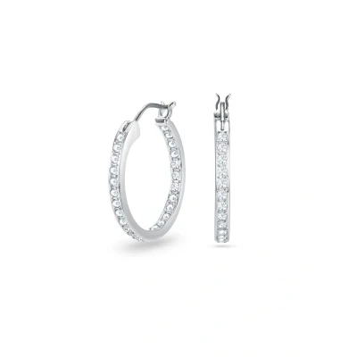Abbildung von Swarovski Sommerset HOOP Rhodium Plated Ohrringe, Damen, Größe: One Size, White