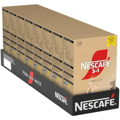 Abbildung von NESCAFÉ 3 in 1 CREAMY LATTE Getränkepulver Sticks, löslicher Bohnenkaffee mit Creamer Magermilchpulver und Zucker, koffeinhaltig, 8er Pack (8 x 10 Sticks à 15g)