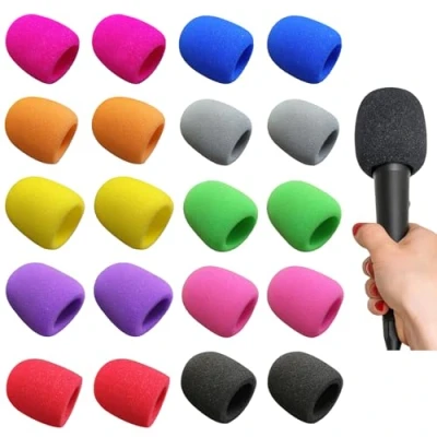 Abbildung von Bunte Mikrofonabdeckung, Premium Popschutz Mikrofon 20er Set Windschutz Schaumstoff, Kompatibel mit Shure Praktische Schutz für Klarere Aufnahmen