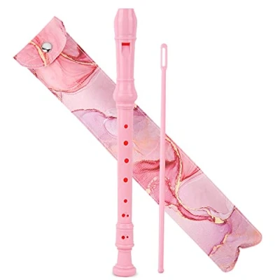 Abbildung von Czzmy Blockflöte für Kinder Anfänger Sopran Deutsche Griffweise, 8 Loch Flöte Erwachsene, Recorder mit Etui,Reinigungsstift und Bedienungsanleitung(2 Rosa Splash Tintev