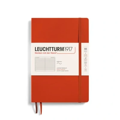Abbildung von LEUCHTTURM1917 367267 Notizbuch Medium (A5), Softcover, 123 nummerierte Seiten, Fox Red, liniert
