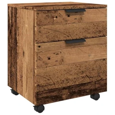 Abbildung von vidaXL Mobiler Aktenschrank mit Rollen Altholz 45x38x54 cm, Schreibtischschrank, Schreibtischorganisator, Home Office Möbel, Schreibtischaufbewahrung