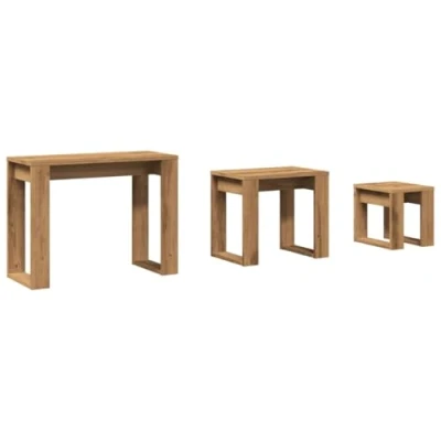 Abbildung von vidaXL Satztische 3 STK. Artisan Eiche Holzwerkstoff