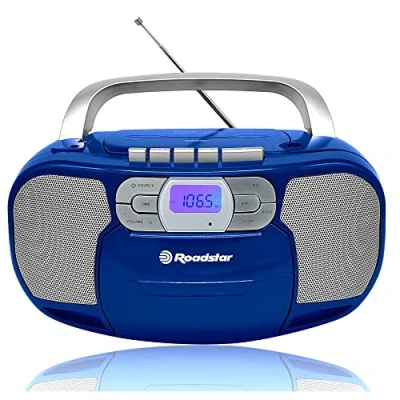 Abbildung von Roadstar RCR 4635UMP/BL Tragbare CD Radio Kassette, Digitalradio PLL FM, Boombox MP3 Player, USB, AUX IN, Kopfhörerausgang, Blau