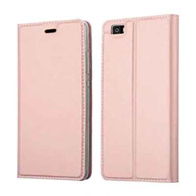 Abbildung von Cadorabo Hülle kompatibel mit Huawei P8 LITE 2015 aus Premium Kunst Leder Flip Klappbare Stoßfeste Magnetische [Standfunktion] [Kartenfächern] Cover für Tasche in Rosa