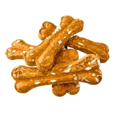Abbildung von Hunde Snack in Kauknochen Form mit Gemüse: Kausnack Süßkartoffel, Reis und proteinreiche Rinderhaut Leckerli naturbelassen ohne Zusätze, Getreidefrei Natürliche Belohnung 5X 35g
