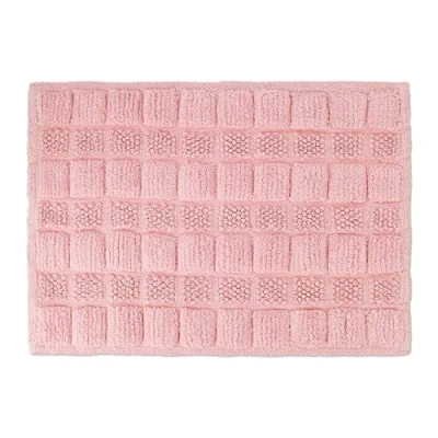 Abbildung von Badematte aus Baumwolle 60x40 cm relaxdays, Höhe 20 mm, Baumwolle, Rosa