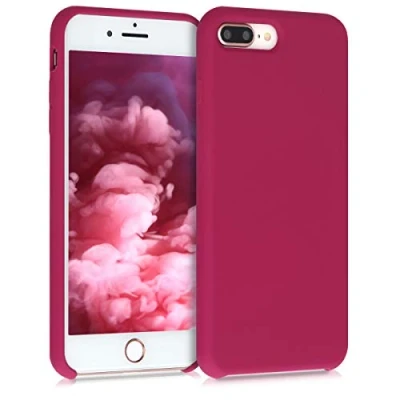 Abbildung von kwmobile Hülle kompatibel mit Apple iPhone 7 Plus/iPhone 8 Plus Silikon Handy Case Handyhülle weiche Oberfläche kabelloses Laden Granatapfelrot