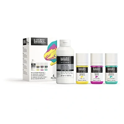 Abbildung von Liquitex 3699380 Soft Body Acrylfarbe Technik Set, 3 Acrylfarben und 1 Gießmedium in matt