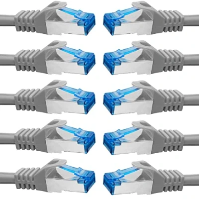 Abbildung von BIGtec 10 Stück 3m CAT.7 Gigabit Patchkabel Netzwerkkabel grau Kupferkabel Patch Ethernt LAN DSL Kabel CAT7 (RJ45, Cat 7, S/FTP PIMF) 3,00m