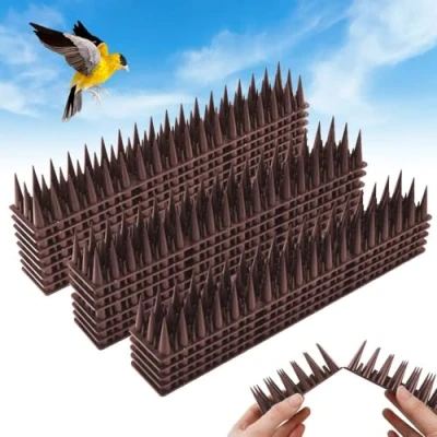 Abbildung von QINERSAW 20er Set 6 Meter Kunststoff Vogelabwehr Taubenschutz Katzen Spikes Taubenabwehr Balkon Vogelschutz Katzenabwehr Taubenspikes Vogel Braun 30cmx4.5x3.7cm