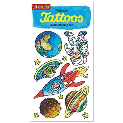 Abbildung von 6 Tattoos * WELTAUM + RAKETE für Kinder Space Weltall Ufo Kindertattoo Kindergeburtstag Geburtstag Mitgebsel Geschenk
