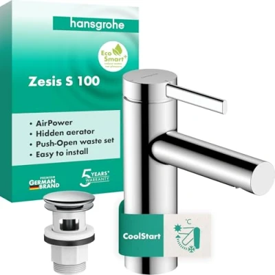Abbildung von HG Zesis S 1 grebs håndvaskarmatur 100 CoolStart med push open bundventil Krom