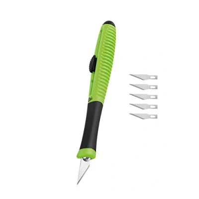 Abbildung von Wedo 7862599 Skalpell Pocket Comfortline (mit Schiebemechanik, Softgriff inklusive 5 Ersatzklingen) apfelgrün/schwarz