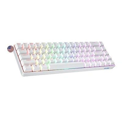 Abbildung von Geeky GK65 65% Hot Swappable Mechanische Gaming Tastatur 68 Tasten Multi Color RGB LED Hintergrundbeleuchtung für PC/Mac Gamer ANSI US Amerikanisches Layout (Weiß, Mechanical Red)