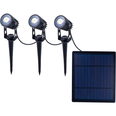 Abbildung von näve LED Solarleuchte &quot;Spoti&quot;, 3 flammig, 3er Solarspot mit Erdspieß inkl. Solarpanel Zuleitung 6m