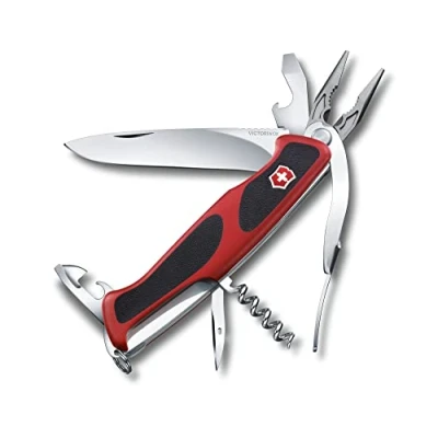 Abbildung von Victorinox Schweizer Taschenmesser, Ranger Grip 74, Multitool, Swiss Army Knife, 14 Funktionen, Feststellklinge, Kombi Spitzzange