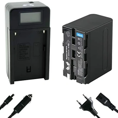 Abbildung von SK Akku Ersatz für Sony NP F970 6600mAh + Speed Charger F550 F750 F960 F980 F990 // Blitzgeräte Videoleuchten