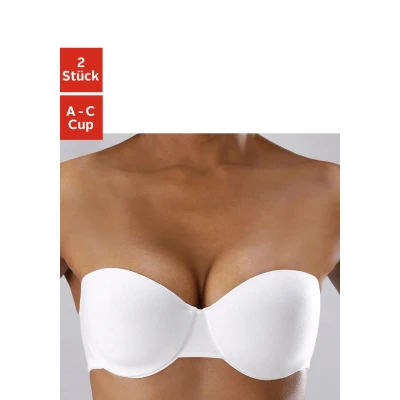 Abbildung von Lascana 2 PACK trägerloser/variabler BH, Damen, Größe: 70C, Black/white