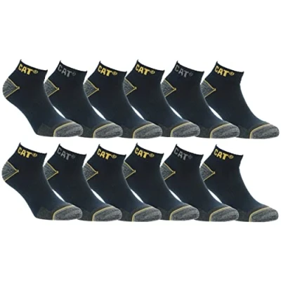 Abbildung von Caterpillar 12 Paar Sneaker Arbeit Socken Knöchelhöhe Fersenzehenverstärkung Fußgewölbestütze Baumwolle (Blau, 43 46)