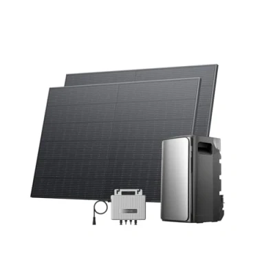 Abbildung von ECOFLOW STREAM Balkonkraftwerk mit Speicher AC Pro, 1,92kWh Solarspeicher, 800 W Mikro Wechselrichter, 2 x 400W PV Solarpanels, erweiterbar bis 11,52kWh, Plug&amp;Play, IP65, TOU&amp;KI Steuerung