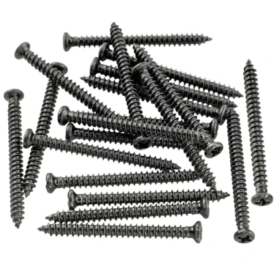 Abbildung von Musiclily Basic 2,8x32mm Metall Metrisches Gewinde P90 Style Tonabnehmer Befestigungs Schrauben,Schwarz (20er Set)