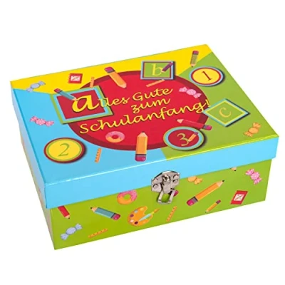 Abbildung von Idena 30262 Geschenkbox Schulanfang, ABC, Mitbringsel, 1. Schultag, Einschulung, Geschenkschachtel
