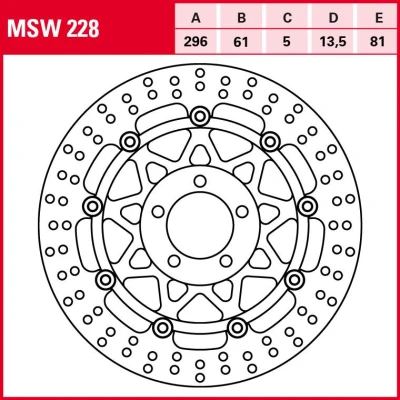 Abbildung von TRW MSW228 Bremsscheibe 296 5 schwimmende