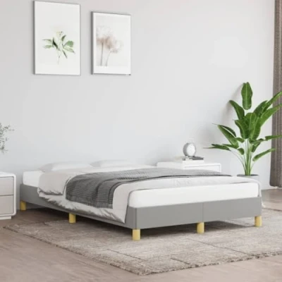 Abbildung von vidaXL Bettgestell, Polsterbett Bett mit Stützbeinen, Bettrahmen Lattenrost für Schlafzimmer, Doppelbett Schlafzimmerbett, Hellgrau 120x190cm Stoff