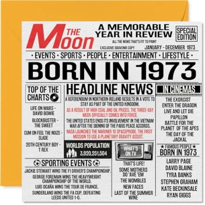 Abbildung von Geburtstagskarte zum 51. Geburtstag für Männer und Frauen, Zeitung &quot;Born in 5,011.4 cm Happy 51 Mutter, Vater, Onkel, Tante, Vintage Retro Stil, 145 x mm,