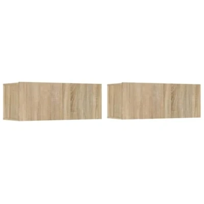 Abbildung von vidaXL 2X TV Schrank Lowboard Möbel Tisch Board Sideboard Fernsehtisch Fernsehschrank HiFi Sonoma Eiche 80x30x30cm Holzwerkstoff