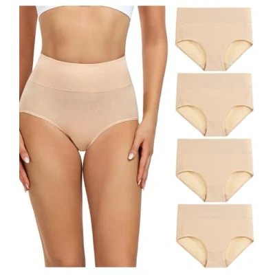 Abbildung von wirarpa Damen Unterhosen Baumwolle Slips Hoher Taille Atmungsaktive Taillenslip Wochenbett Unterwäsche Mehrpack Größen 32 58, Hautfarbe, Medium (38/40)
